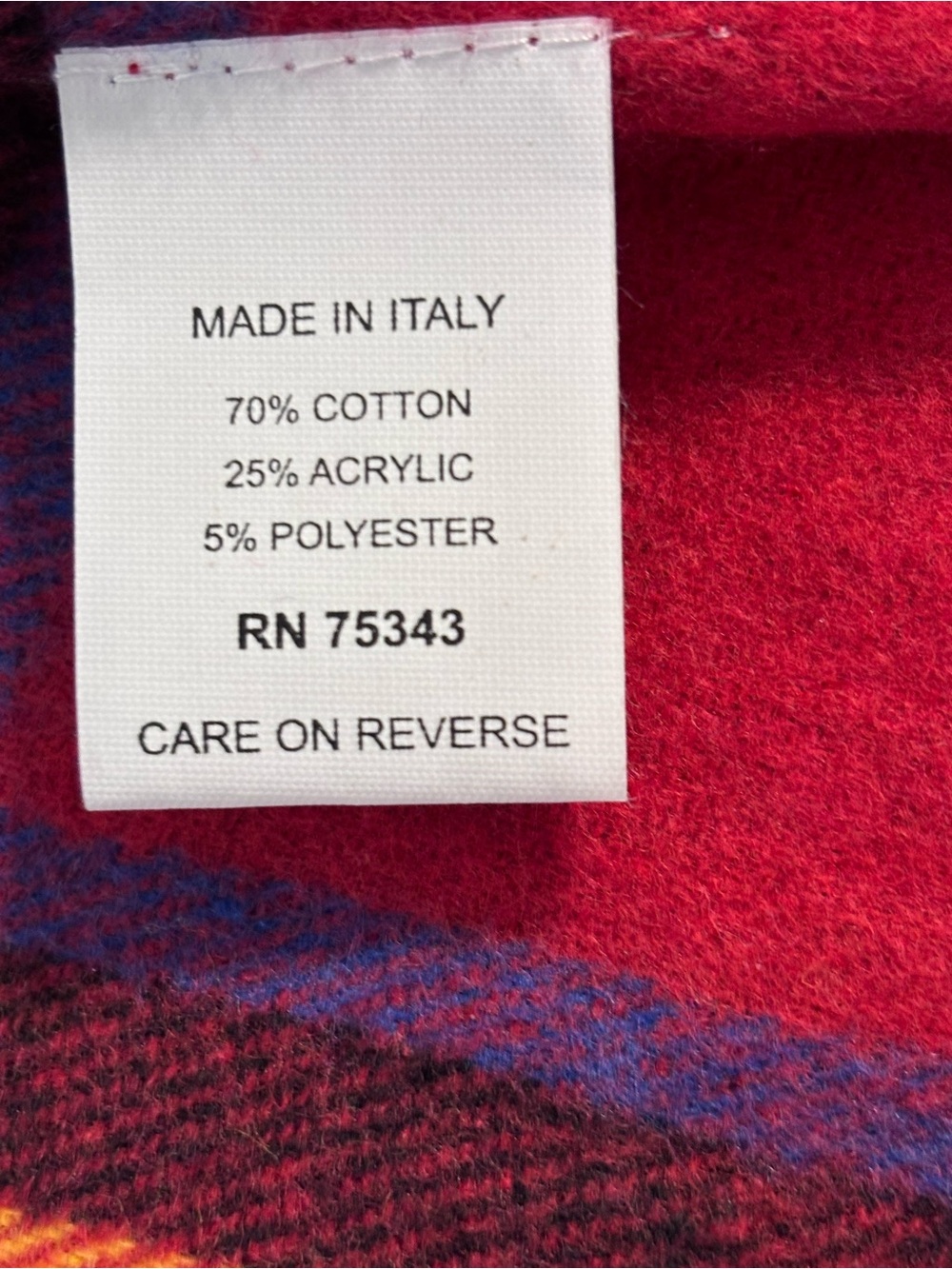 NIDO NOTTE Italy Tartan Plaid Throw Blanket 52x67 w/ Box Red Fringe Cotton Blend - Picture 7 of 8